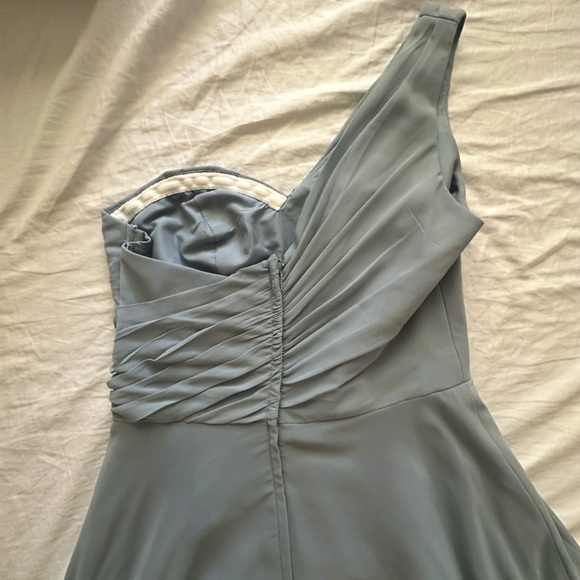 Davids Bridal -  Dusty Blue -  Bridesmaid Dress - One Shoulder - Picture 6 of 8